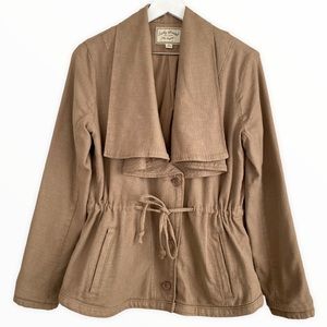 Lucky Brand Tan Waterfall Cotton & Tencel Blend Tie‎ Waist Jacket Size Medium